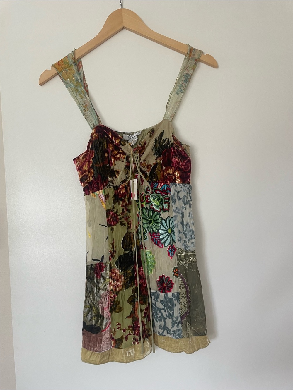 Vintage Boho Patchwork Floral Top - Multicolor